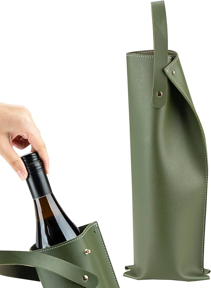 Wine Gift Bag, Leather Wine Tote, Reusable Wine Tote Carrier, Premium Double-Layered Carrier for ... | Amazon (US)
