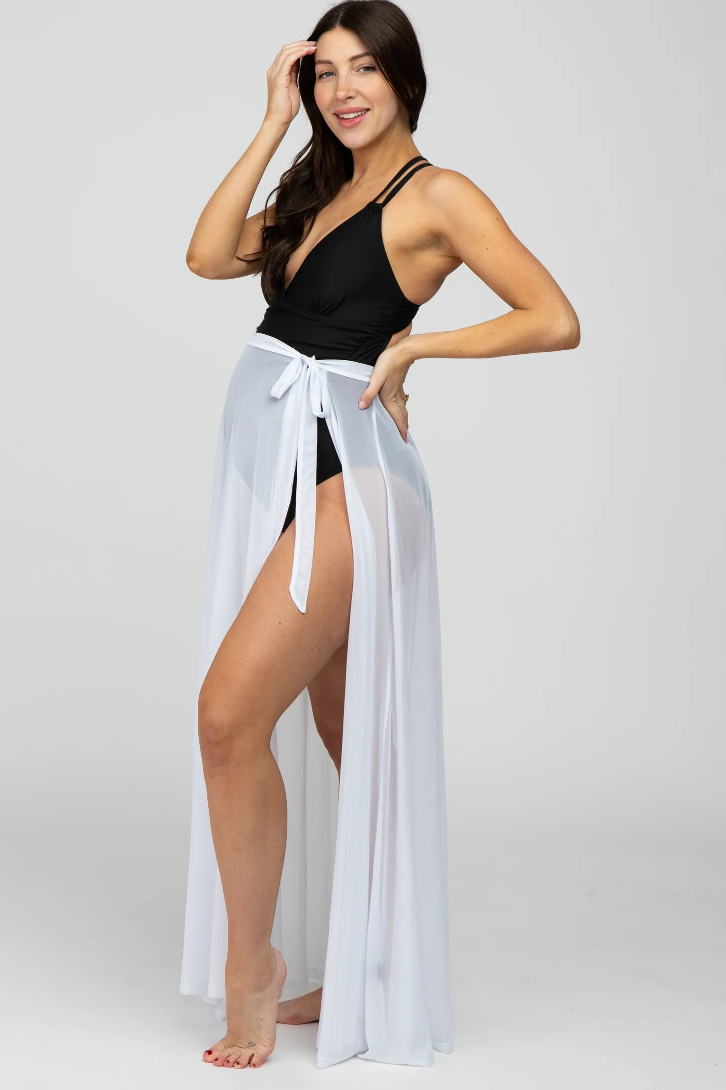 White Mesh Maternity Wrap Cover Up | PinkBlush Maternity