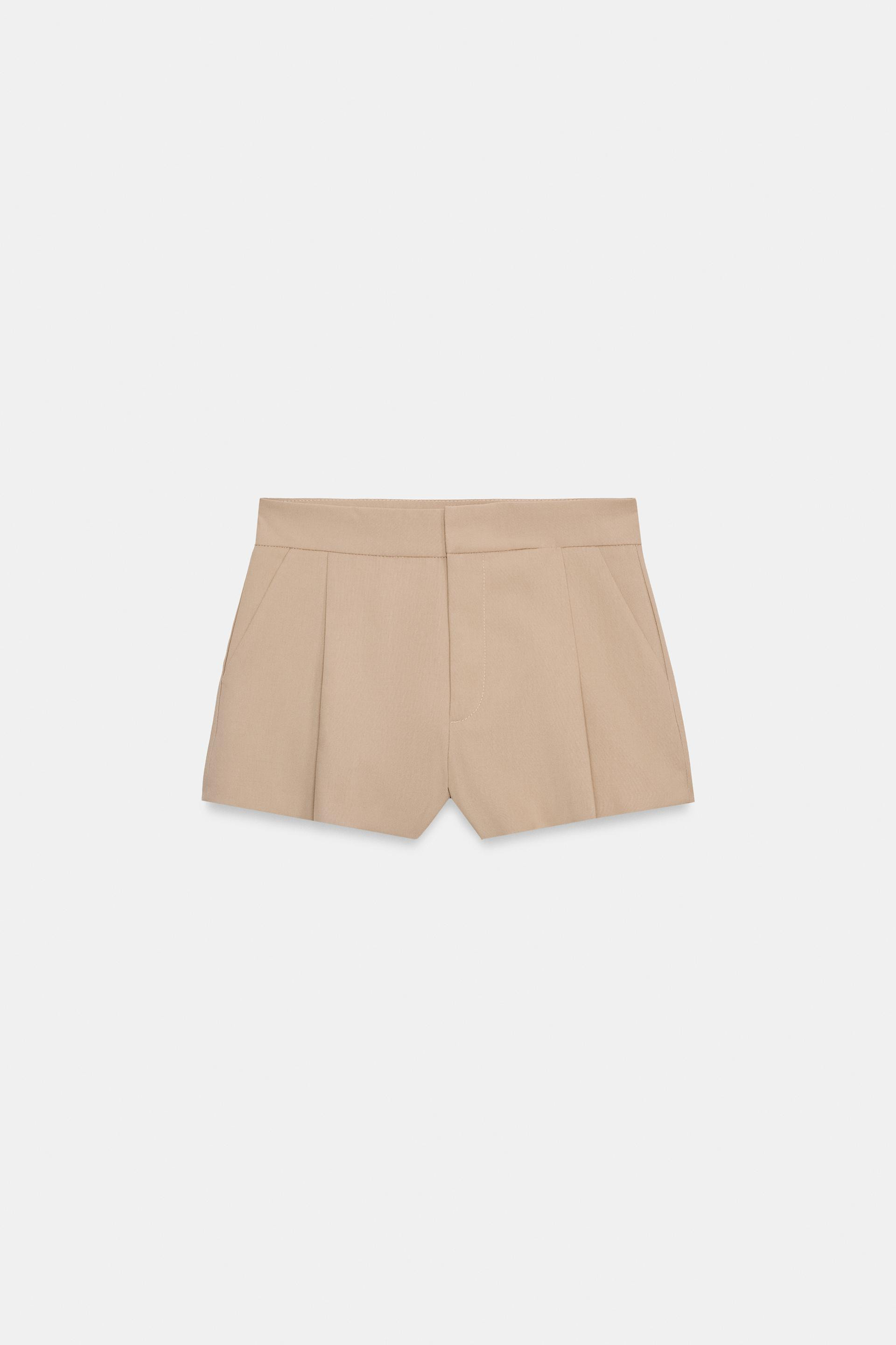 Zara - Pleated Shorts - Red - Xxl - Woman | Zara US