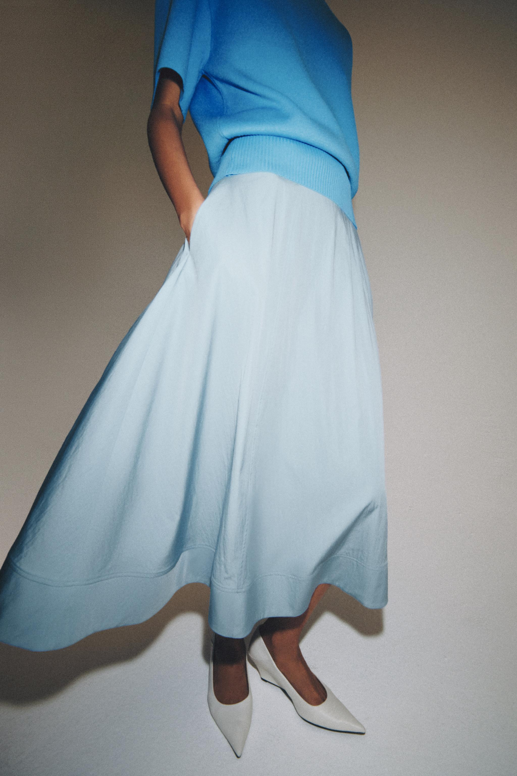 ZW COLLECTION CAPE MIDI SKIRT | Zara US