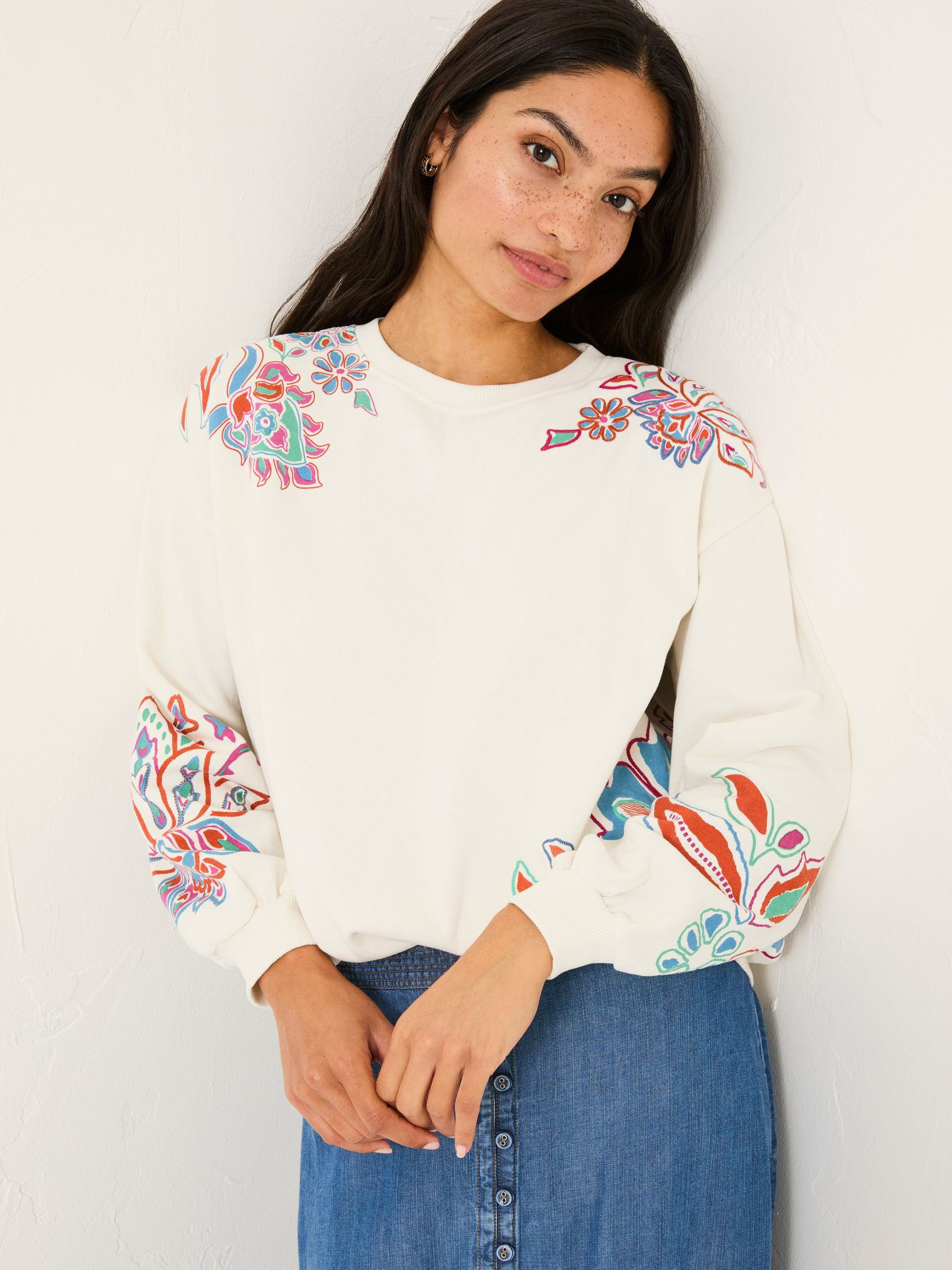 Alex Ivory Utopia Embroidered Crew Sweat Top | FatFace | Fat Face