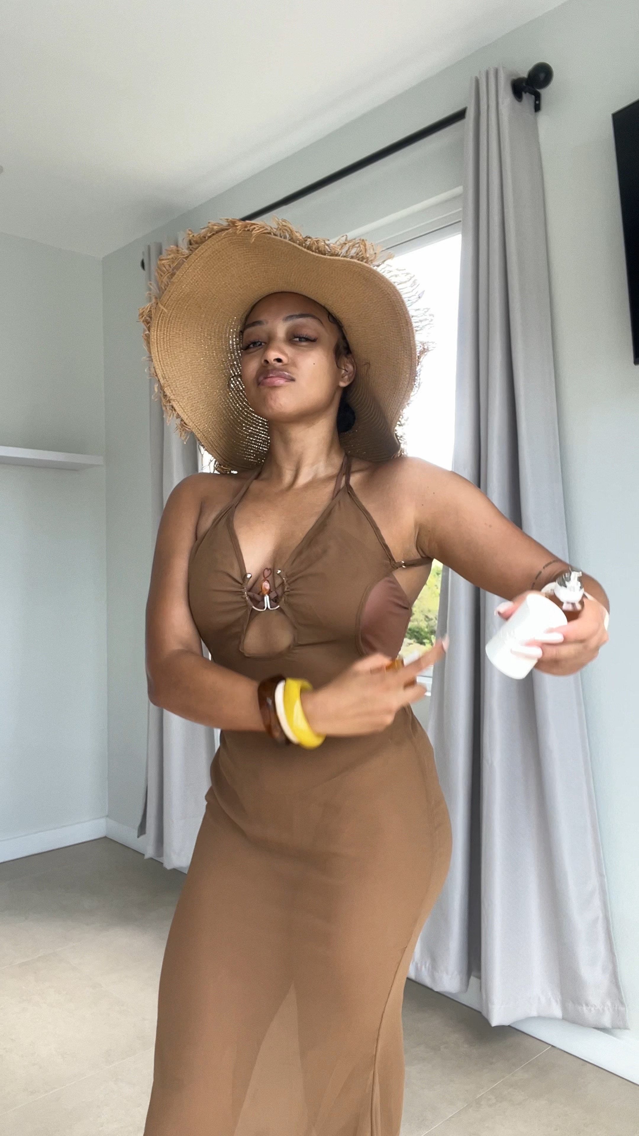 I really loved this whole look for Boat Day! My glow and smell good essentials paired with this monochromatic brown look made for the perfect fit! 

I’m wearing a size 6 in the cover up dress and bikini top + bottom. 
I wasn’t able to find the exact hat, this one is from SHEIN! So I linked a similar one instead! 
I’m wearing a size 10 in the sandals and they run true to size! 
The bag is an older item from my closet originally from Zara! 

#LTKtravel #LTKstyletip #LTKfindsunder100