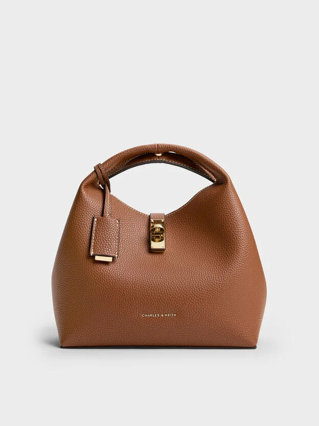 Chocolate Chance Turn-Lock Bucket Bag | CHARLES & KEITH | Charles & Keith EU