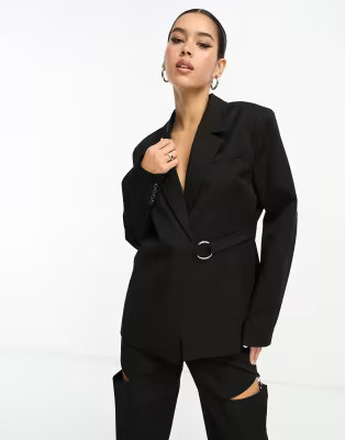 NA-KD co-ord ring detail blazer in black  | ASOS | ASOS (Global)