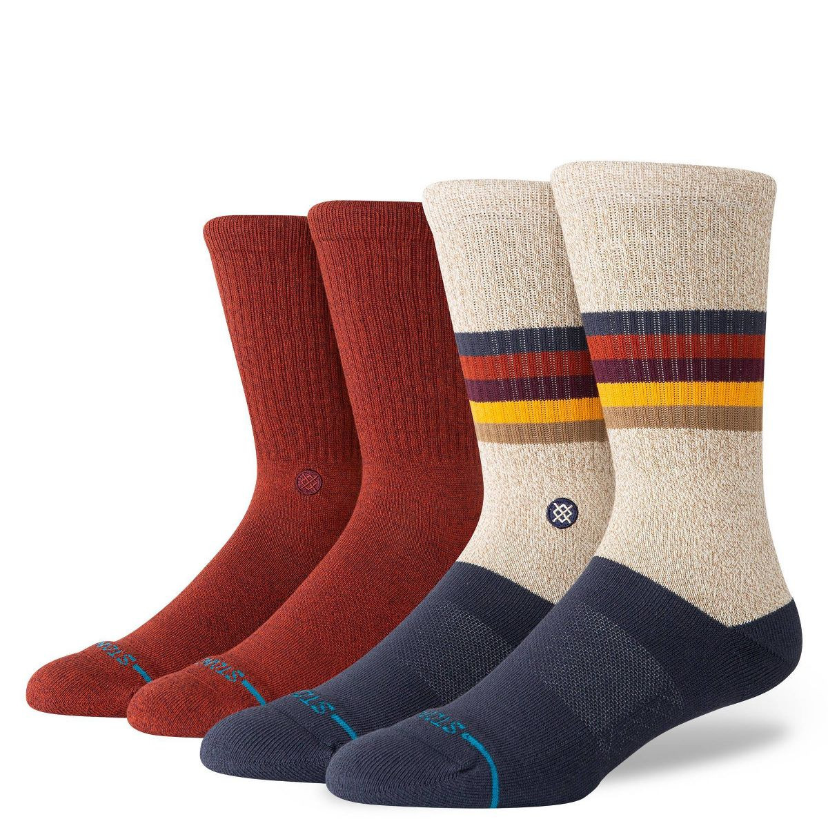 STANCE Men's Striped Turntable Crew Socks 2pk - Navy Blue/Red 6-12 | Target