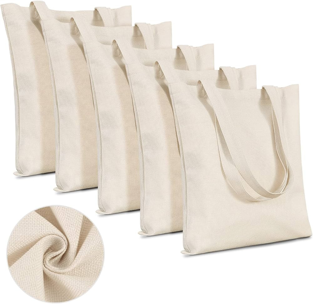 Joywell Linen Tote Bags Super Durable Reusable Grocery 5 Pack Shopping Bag Natural Cloth Blank La... | Amazon (US)