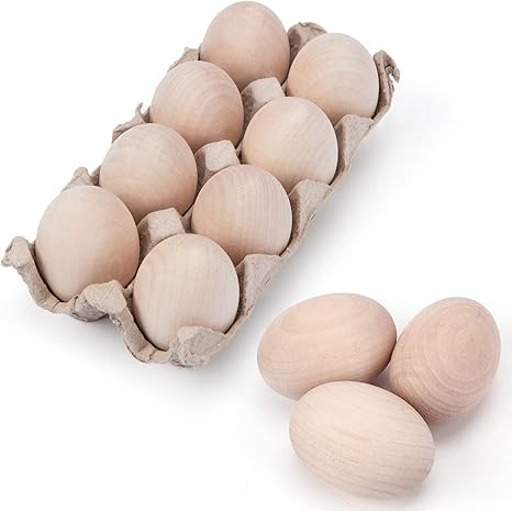 SallyFashion 8 Pcs Unpainted Wooden Eggs Fake Eggs Easter Eggs for Children DIY Game,Kitchen Craf... | Amazon (US)