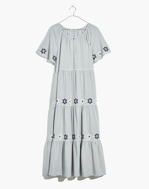 Embroidered Flutter-Sleeve Tiered Midi Dress | Madewell