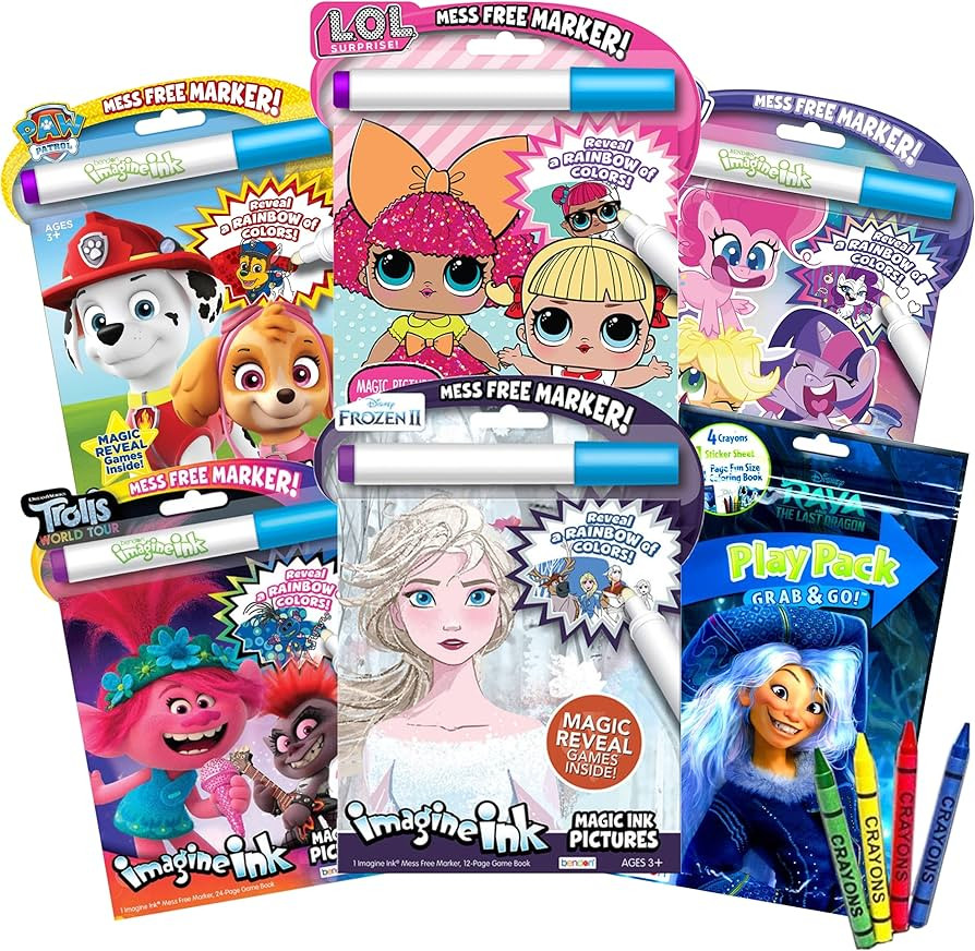 Assorted Set of Imagine Ink Magic Coloring Books For Girls Mess Free Invisible With Play Pack Sti... | Amazon (US)