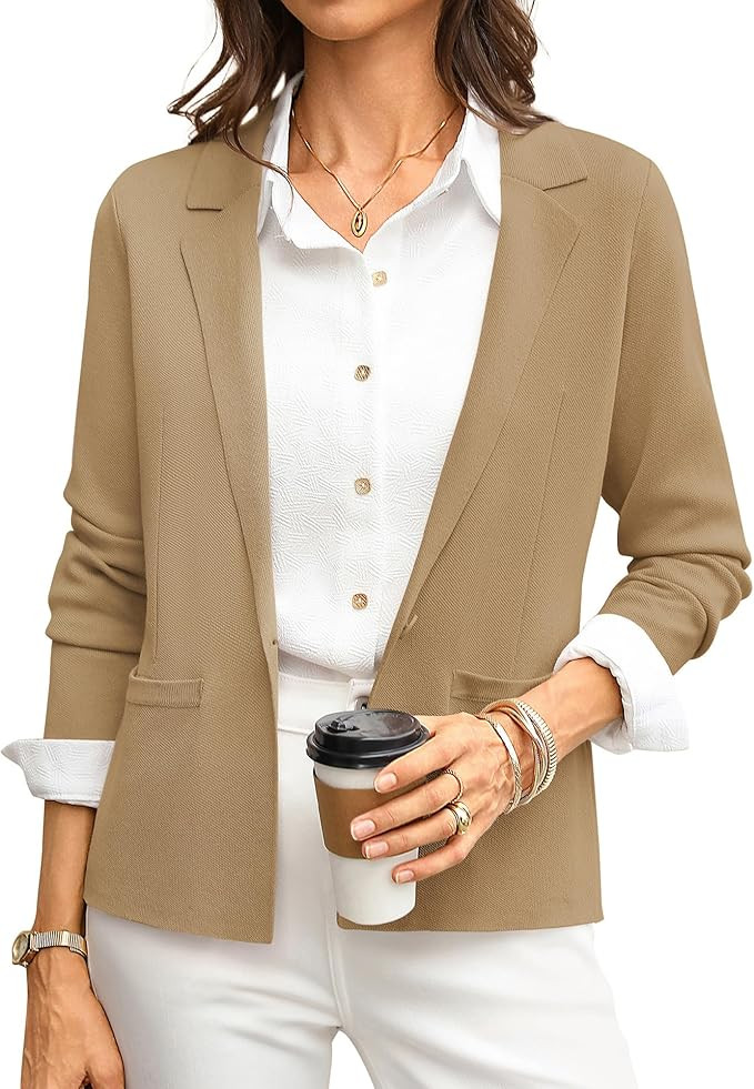GRACE KARIN Women Sweater Blazer Business Casual 2026 Knit Suit Jackets Long Sleeve Lightweight C... | Amazon (US)