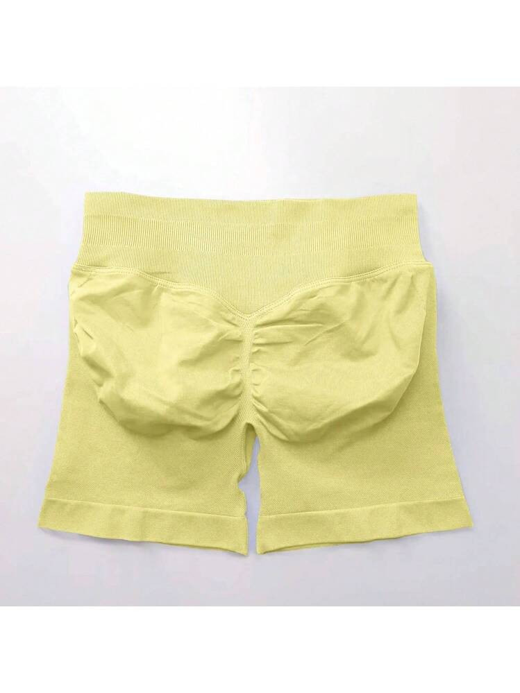 Impact Shorts Women Fitness Sports Biker 4.5" Low Ribbed Band Gym Shorts Workout Scrunch Butt Yog... | SHEIN