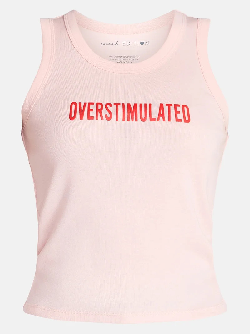 Social Edition Women's Overstimulated Graphic Tank Top, Sizes XXS-XXL - Walmart.com | Walmart (US)