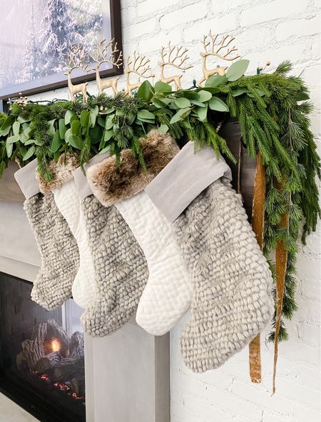 Brass reindeer stocking holders from Pottery Barn are still in stock!!!  I have both sizes here and love the look! 

#LTKstyletip #LTKHoliday
