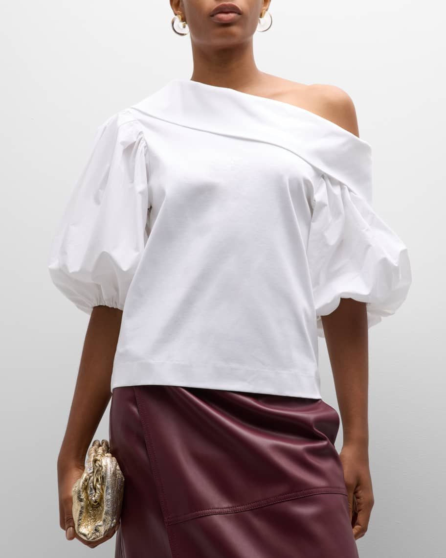 Georgia Asymmetric Puff-Sleeve Top | Neiman Marcus