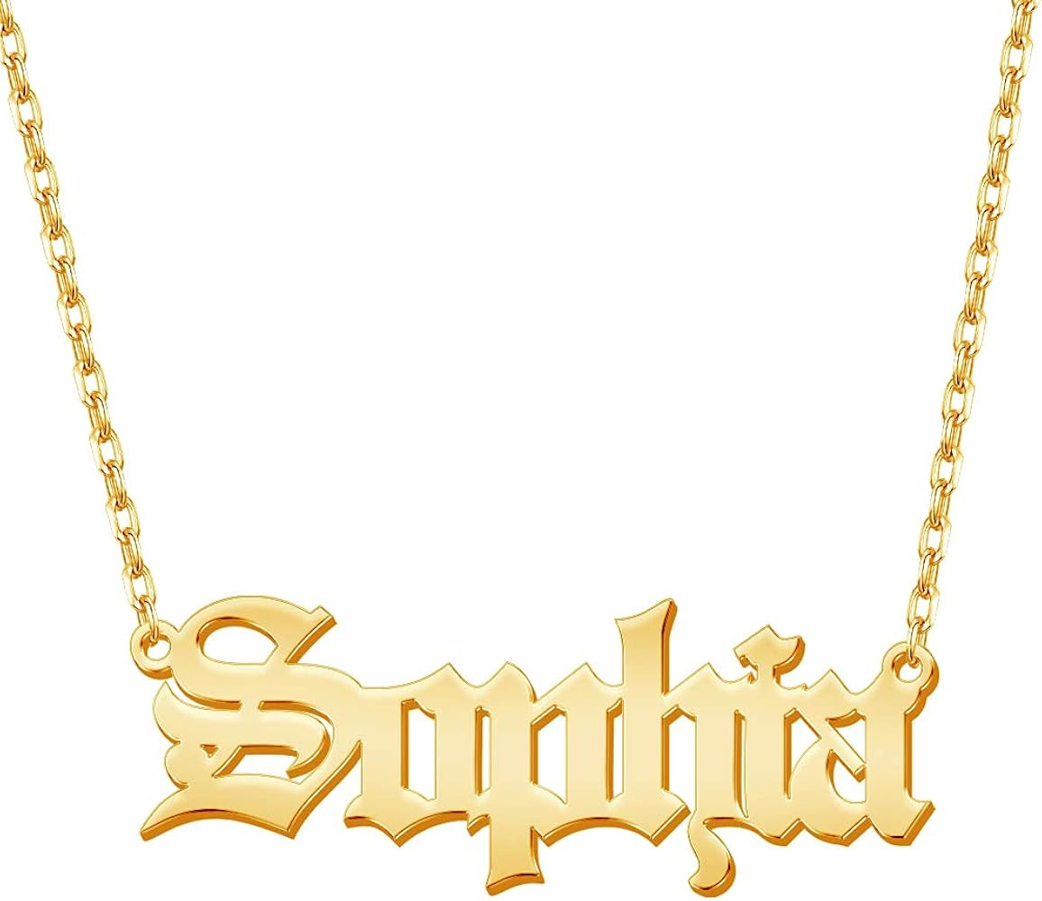 TinyName Custom Name Necklace Personalized 18K Gold Plated Nameplate Customized Jewelry Gift for ... | Amazon (US)
