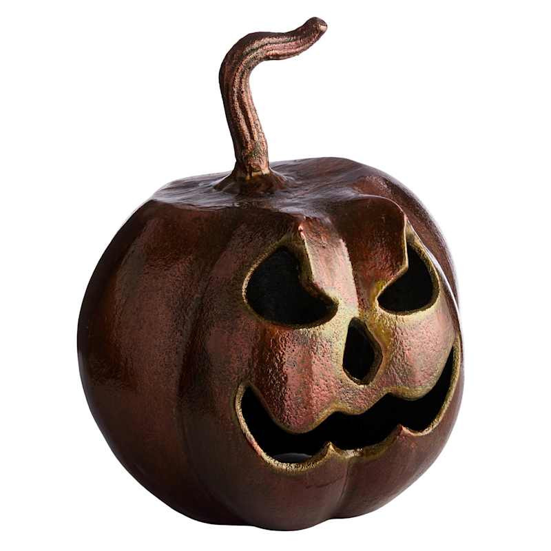 Brown Metal Jack-o'-Lantern, 8.5" | At Home