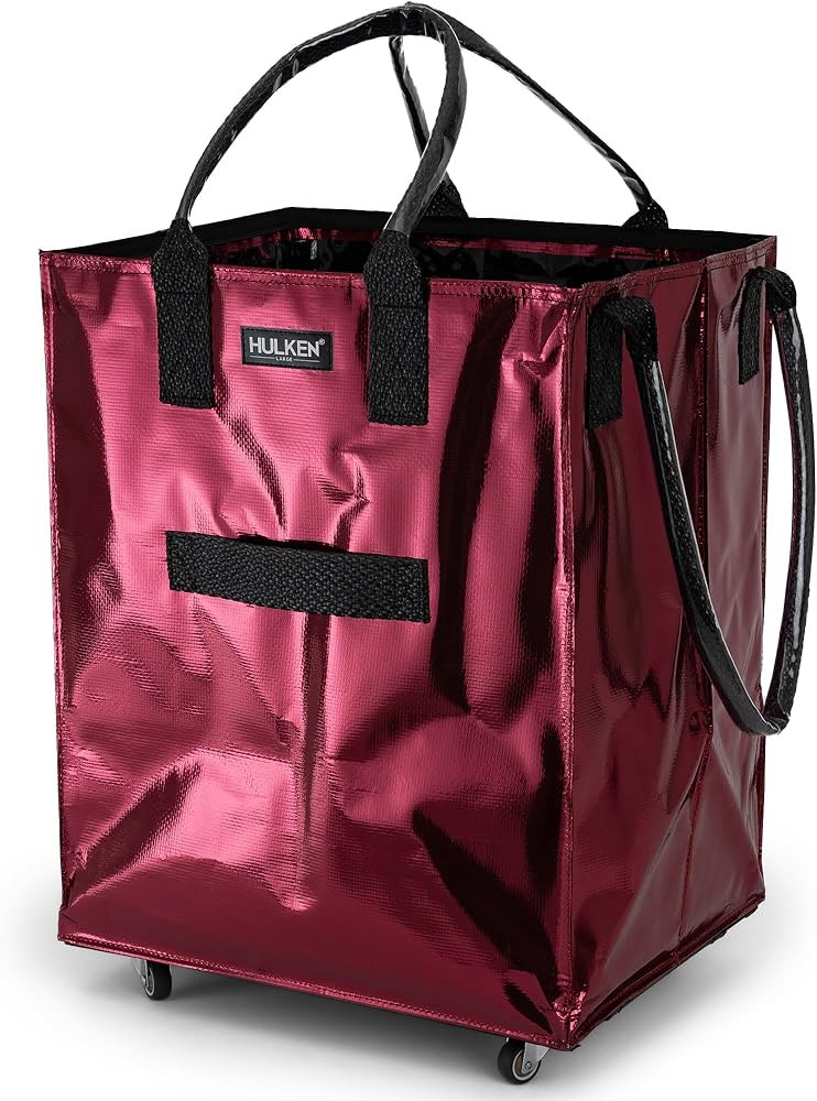 (Large, Cosmic Red) Reusable Grocery Bag On Wheels, Shopping Trolley, Rolling Tote, Zipper Closur... | Amazon (US)