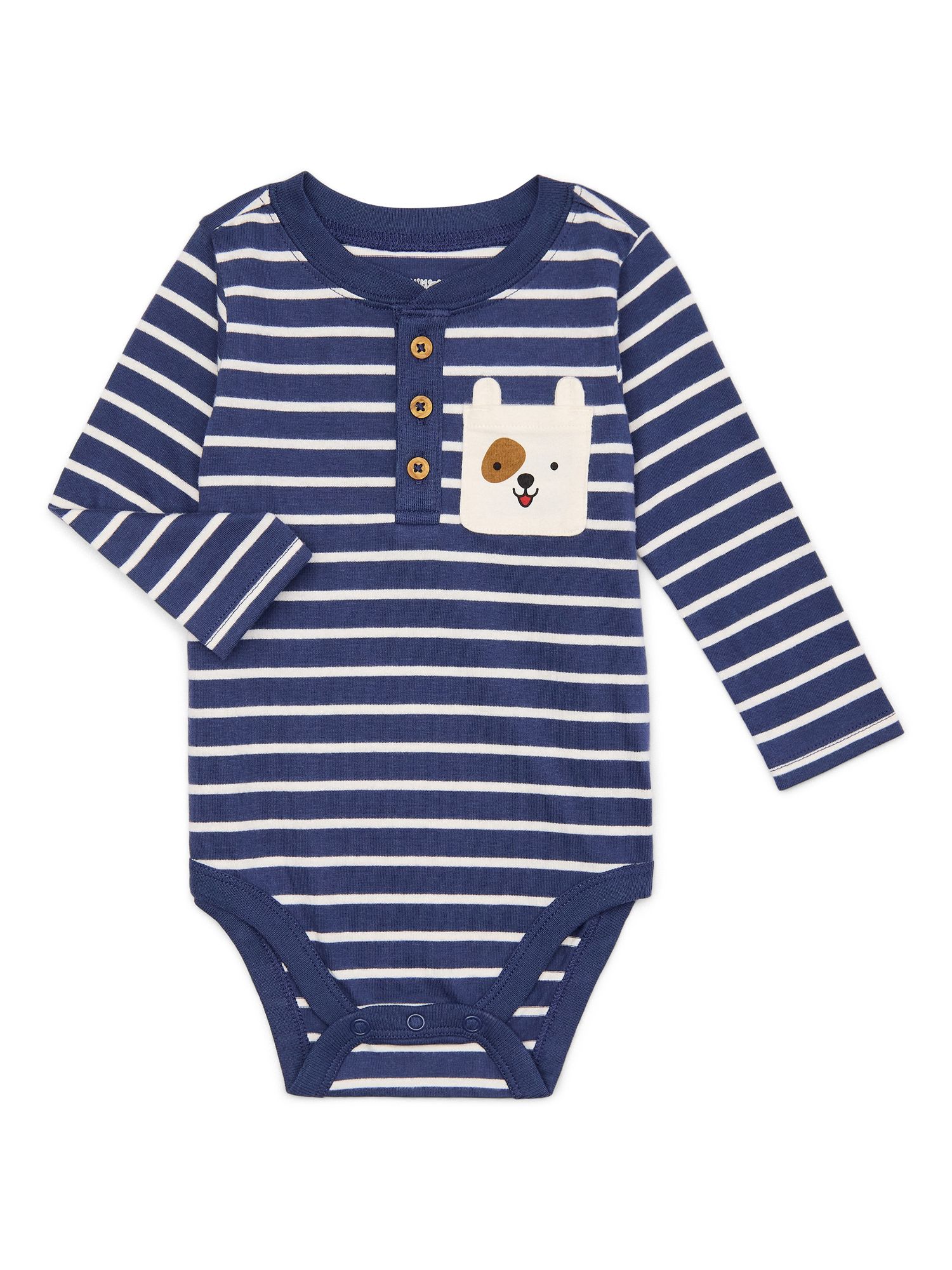 Garanimals Baby Boy Long Sleeve Pocket Henley Bodysuit, Sizes 0-24 Months | Walmart (US)