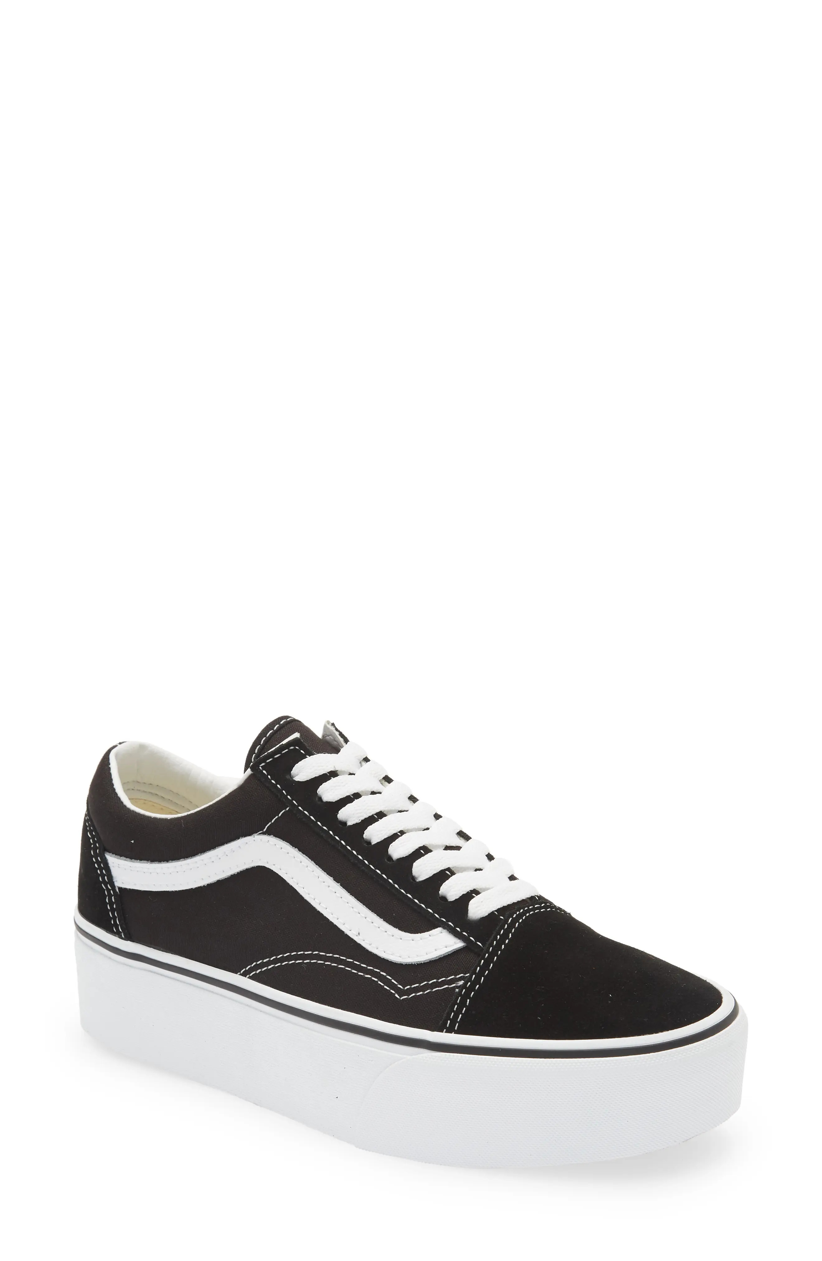 Vans Old Skool Stackform Sneaker in Suede/canvas Black/true Whit at Nordstrom, Size 12 Women's | Nordstrom