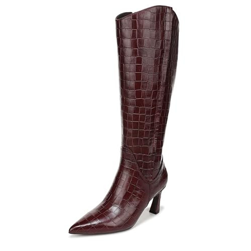 Naturalizer Women's Emily Knee High Boot Cranberry Red Croco Leather 10.5 M | Amazon (US)