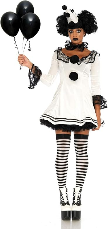 Women's Black and White Sad Pierrot Clown Costume | Amazon (US)