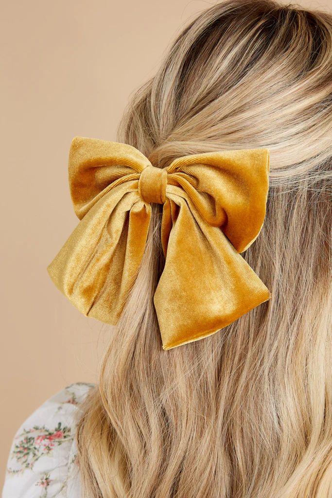 Perfectly Darling Gold Bow | Red Dress 