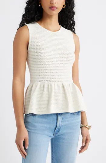 Open Stitch Peplum Sweater Tank | Nordstrom