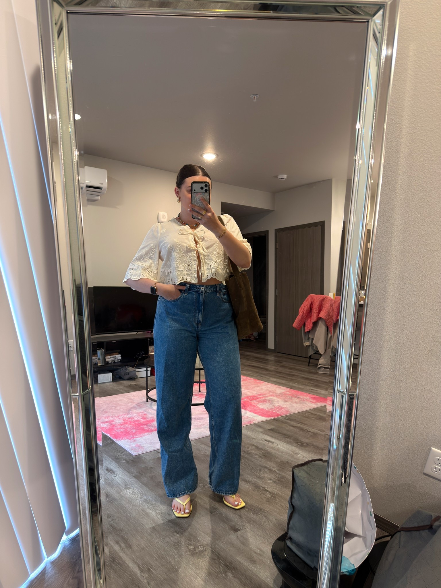 What to wear to girls night! Wore this out to a wine bar with a new friend the other day 🤭

I’m wearing a M blouse, size 31 jeans and size 9 heels

#LTKootd #LTKdayinmylife #LTKMidsize