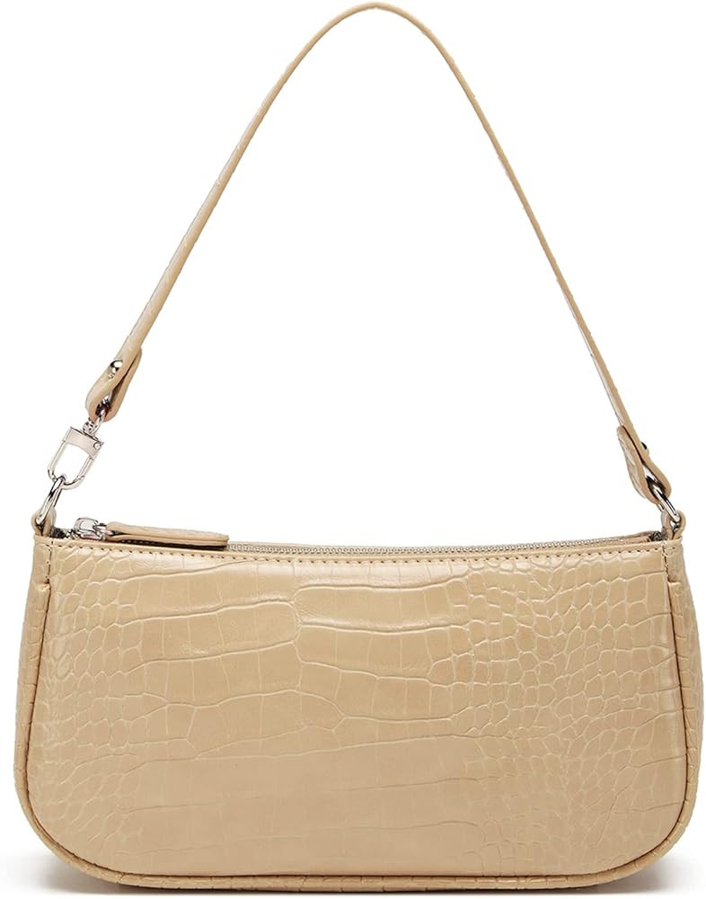 HROECHY Shoulder Bags for Women Small White Purse Y2K Handbag Crocodile Pattern Clutch 90s Purses | Amazon (US)