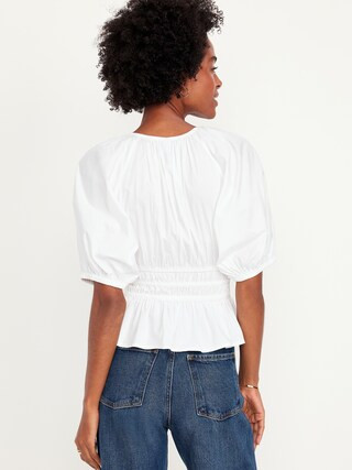 Smocked V-Neck Peplum Top | Old Navy (US)