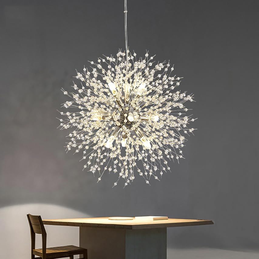 Qamra Modern Crystal Gold Chandeliers, Firework Dandelion Sputnik Chandelier Light Fixture Pendan... | Amazon (US)