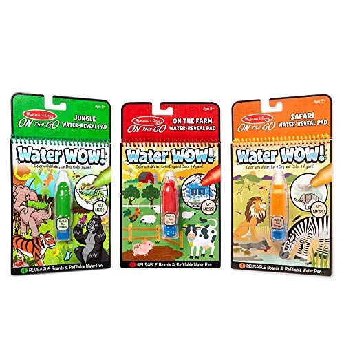 Melissa & Doug On the Go Water Wow! Reusable Color with Water Activity Pad 3-Pack, Jungle, Safari, F | Amazon (US)