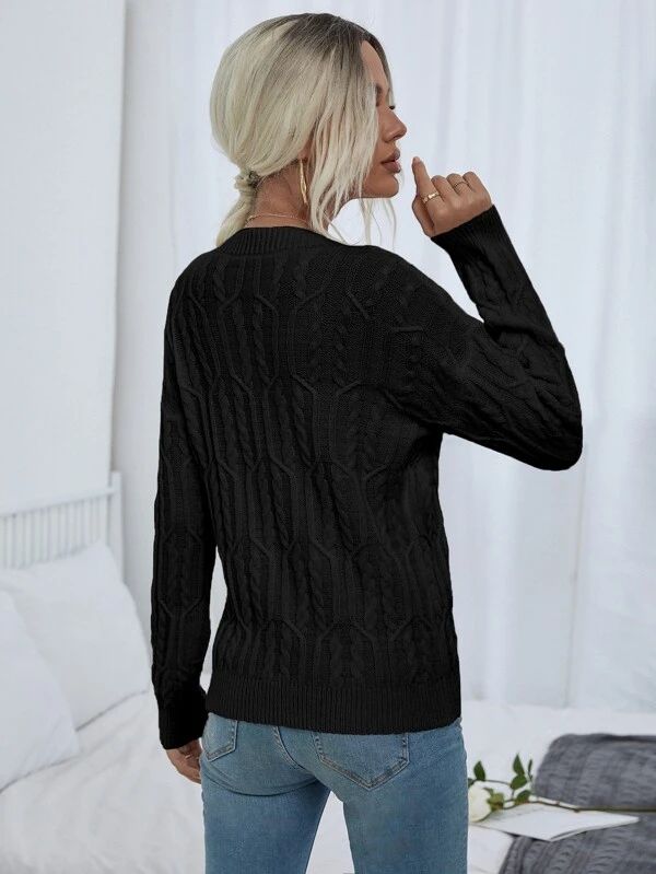 Cable Knit Drop Shoulder Sweater | SHEIN