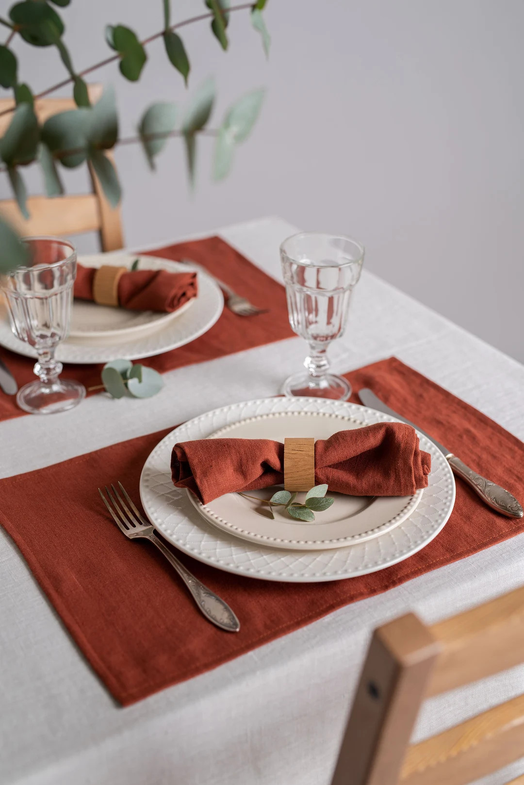Redwood Linen Placemats. Softened Linen Placemats Set. Linen Dinner Placemats. Handmade Table Lin... | Etsy (US)