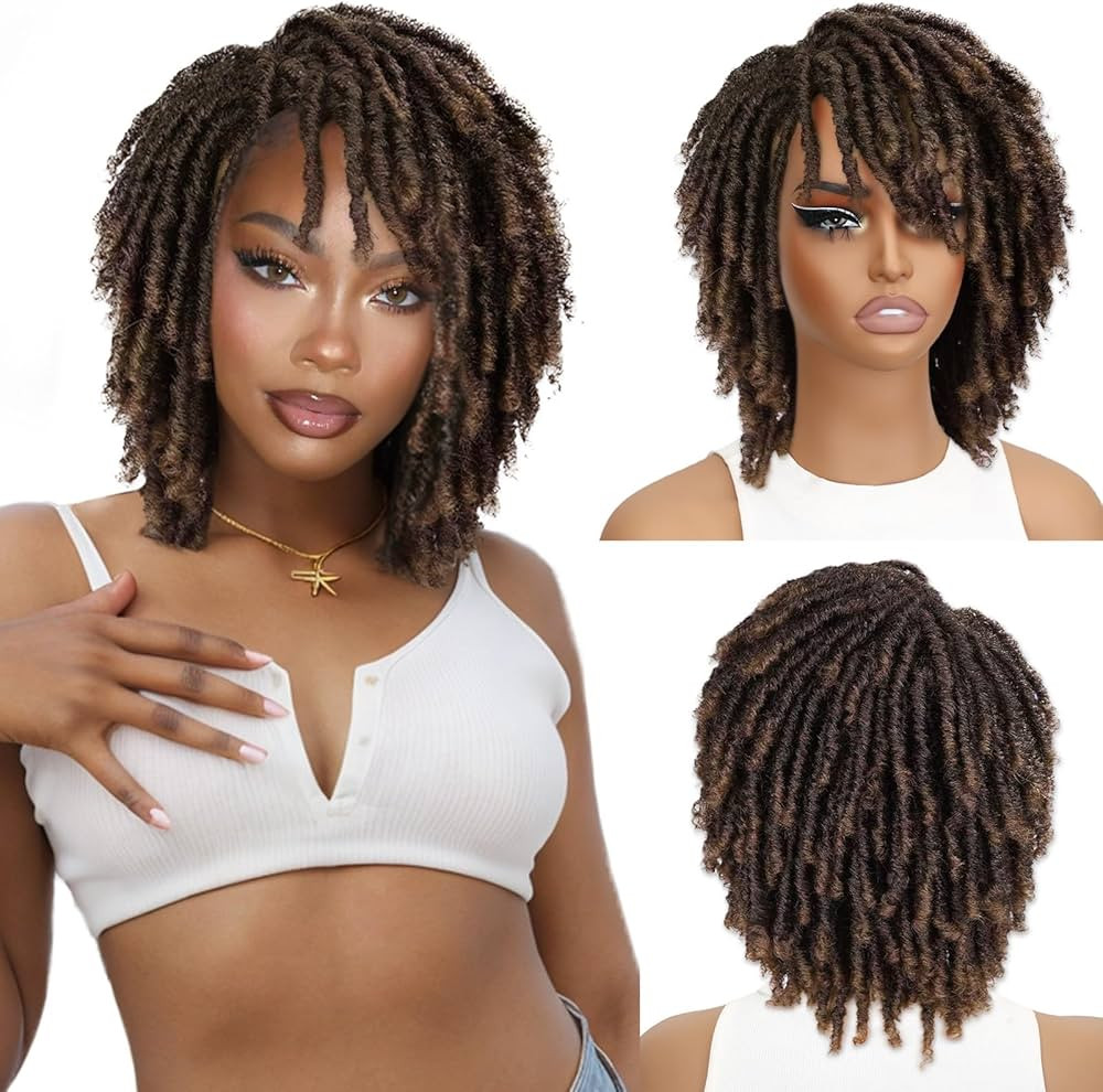 HANNE Dreadlock Wig Short Twist Wigs for Black Women and Men Afro Curly Synthetic Wig Faux Locs B... | Amazon (US)