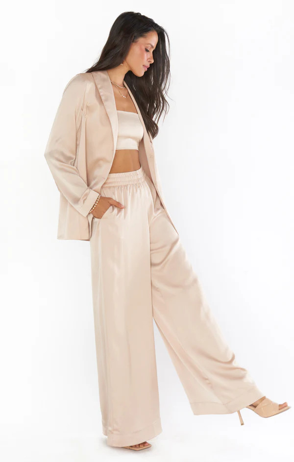 Irwin Pants ~ Champagne Luxe Satin | Show Me Your Mumu