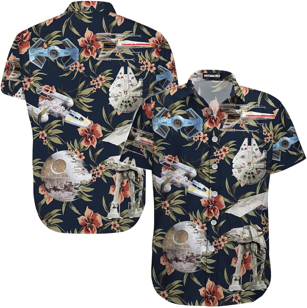 War Space Ship Button Shirt, Star Movie Hawaiian Shirt, Summer Short Sleeve Shirt, Birthday Gifts | Amazon (US)