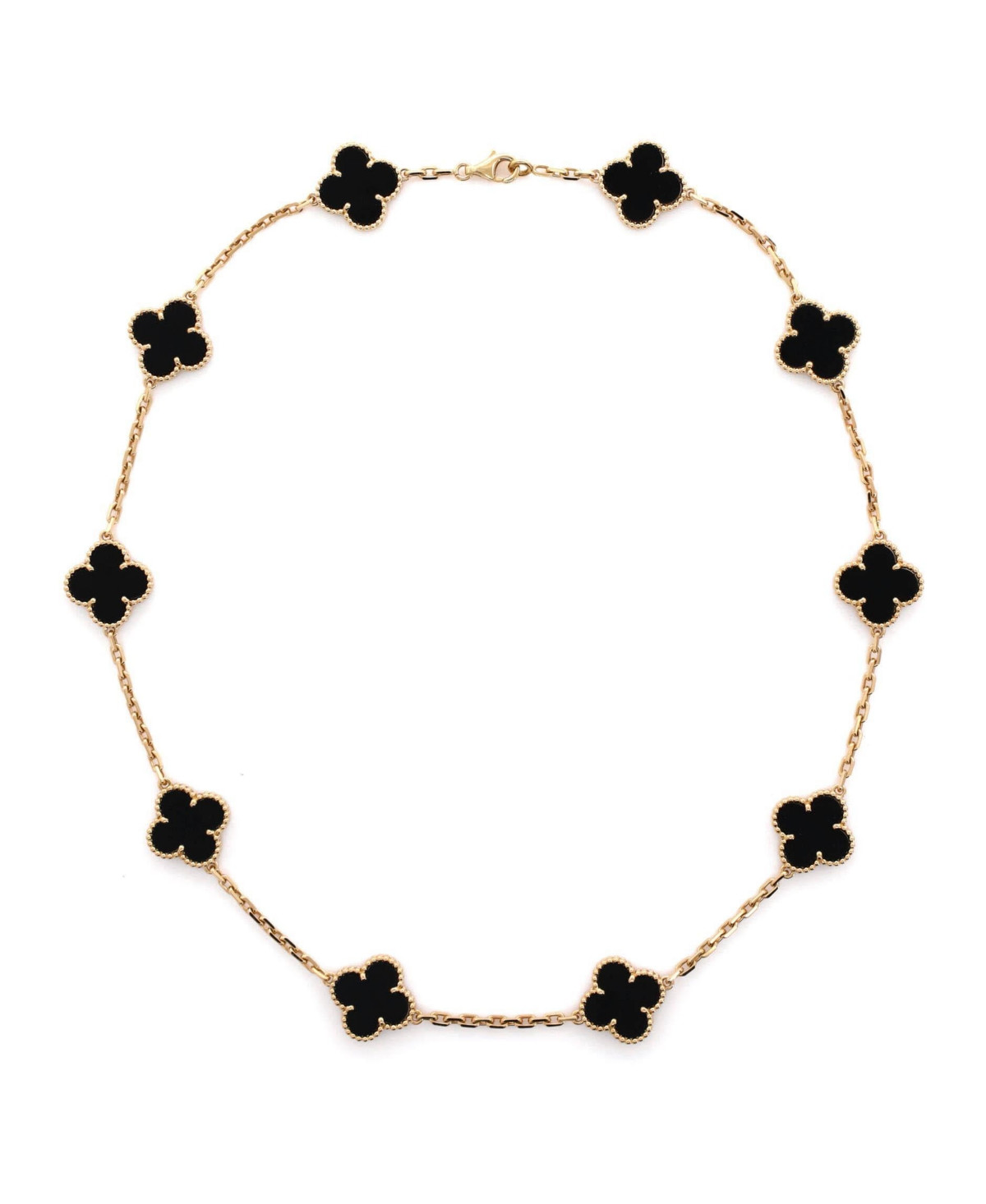 Pre-Owned Van Cleef and Arpels Vintage Alhambra 10 Motifs Necklace - 18k yellow gold | Macy's