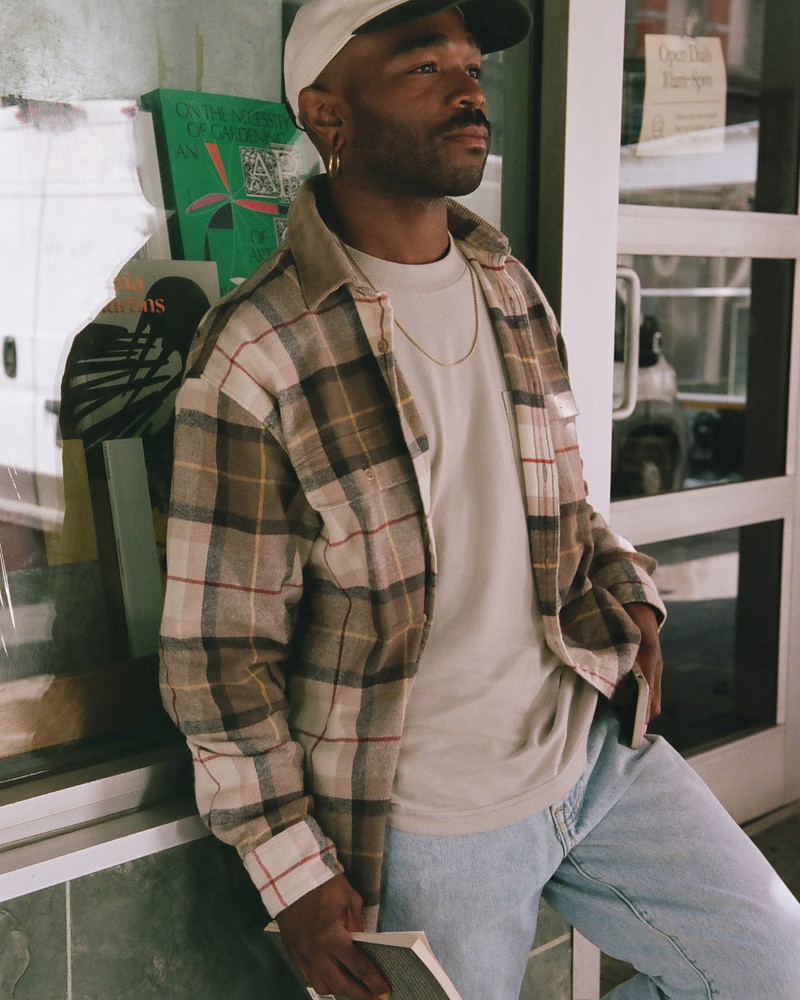 Men's 90s Oversized Flannel | Men's Tops | Abercrombie.com | Abercrombie & Fitch (US)