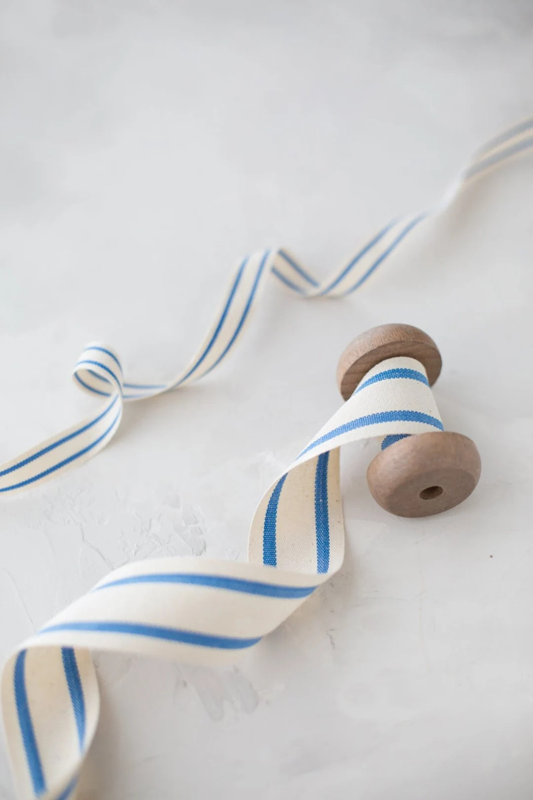 French Blue Natural Double Stripe Cotton Blend Ribbon 5/8 1.5 - Etsy | Etsy (US)