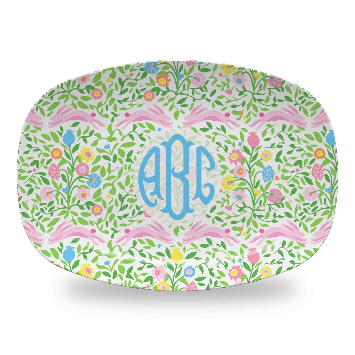 Mughal Bouquet Stripe Personalized Easter Melamine Platter | Taylor Beach Design
