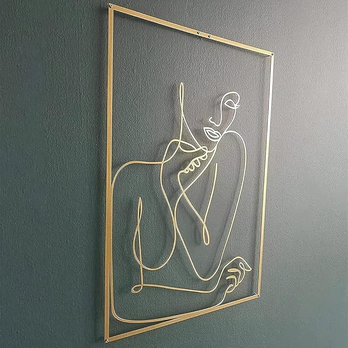 Osdvod Gold Female Wall Decor Set, Minimalist Nude Single Line Art Wall Decoration, Modern Abstra... | Amazon (US)