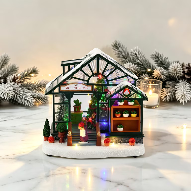 Light-Up and Musical Greenhouse Christmas Village Building, Multicolor, 7.5", by Holiday Time | Walmart (US)