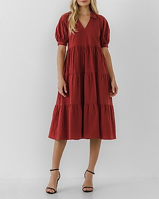 Free the Roses Textured Midi Dress | Express