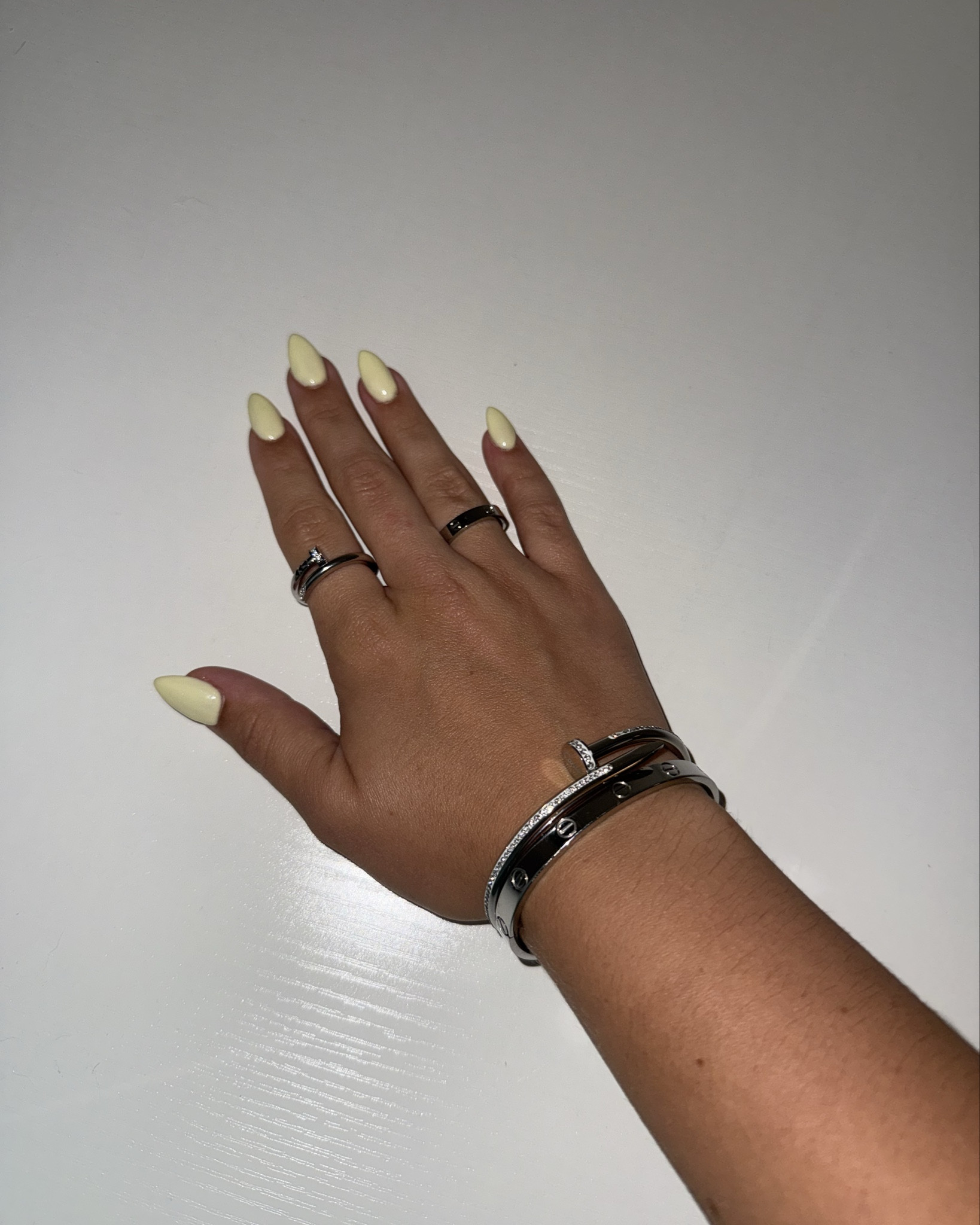 Just found the best jewelry finds inspired by a well known designer brand on the Yellow App 👀✨ These luxury inspired rings and bracelets look identical to the real thing; same style, same branding, for a fraction of the price! Perfect affordable jewelry finds that give quiet luxury without the splurge. 
For the love bracelet and ring, I ordered 4mm silver no diamond, size 7 & 17 silver no stone. For the nail bracelet & ring I ordered silver with diamond, size 8 & 17 silver full diamond  

#LTKStyleTip #LTKFindsUnder50 #LTKFindsUnder100
