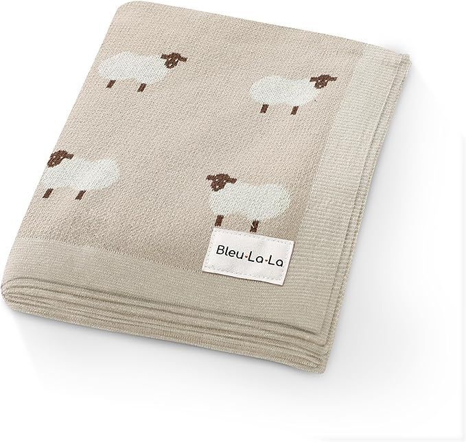 Bleu La La - Knit Baby Swaddler Blanket - 100% Cotton Soft Cozy Lightweight Unisex Receiving Swad... | Amazon (US)