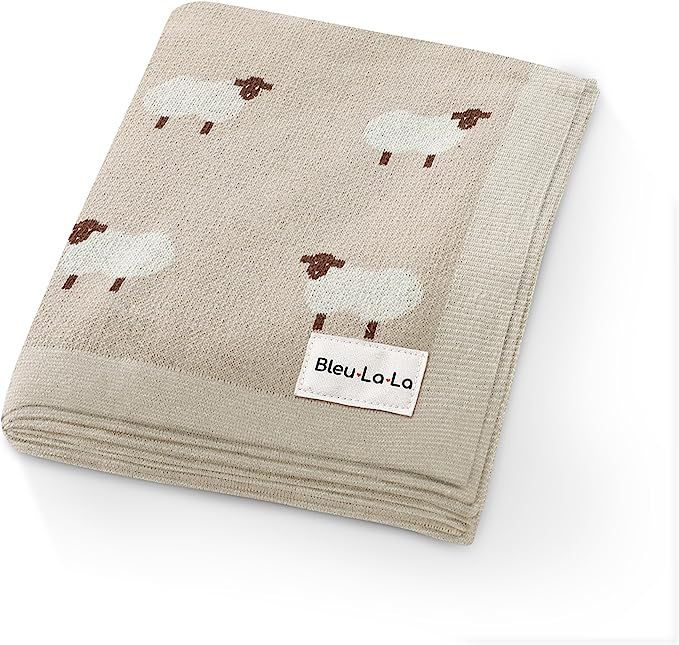 Bleu La La - Knit Baby Swaddler Blanket - 100% Cotton Soft Cozy Lightweight Unisex Receiving Swad... | Amazon (US)