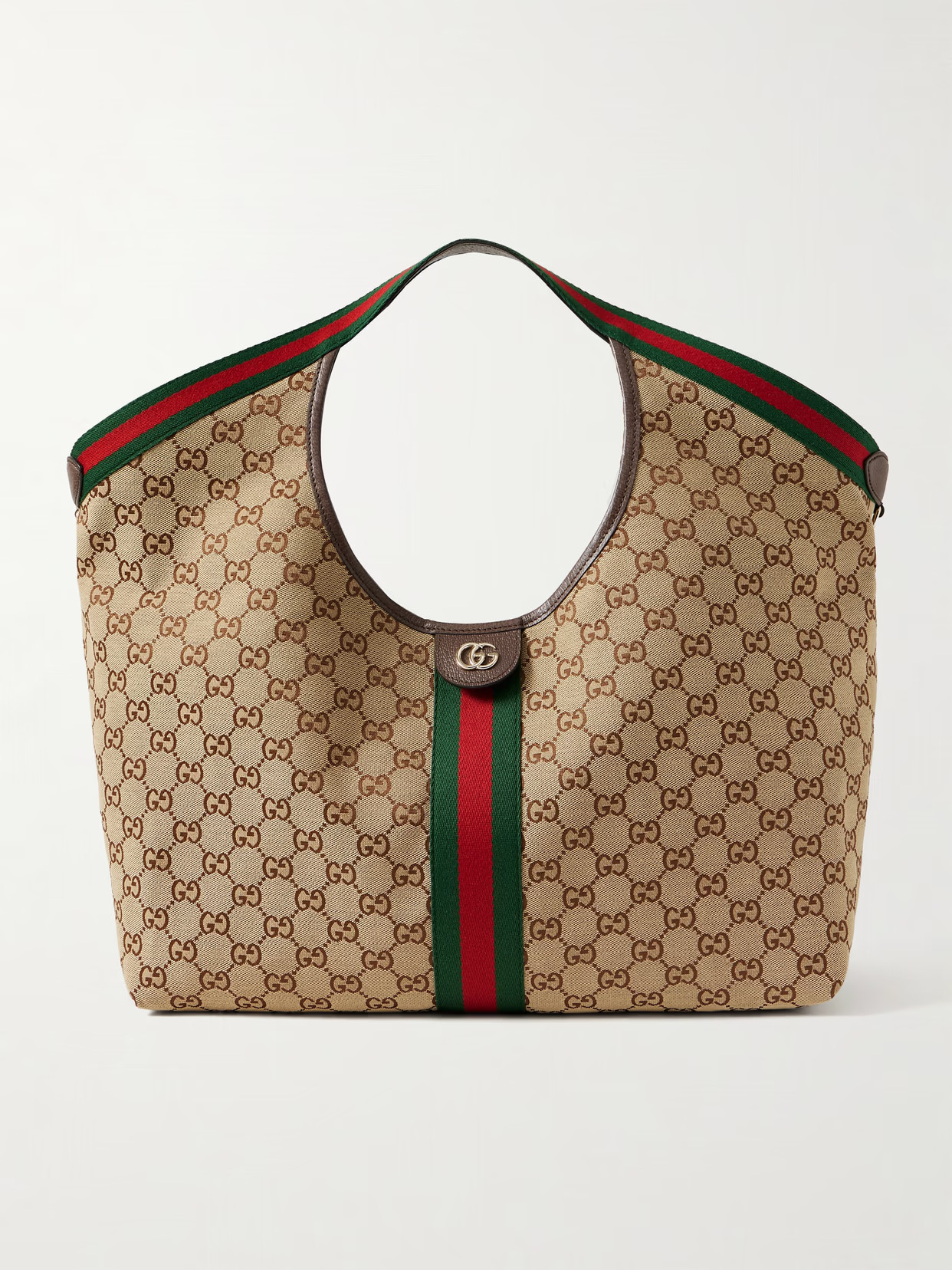 Gucci - Giglio Large Leather-trimmed Canvas-jacquard Tote - Neutrals | NET-A-PORTER (US)