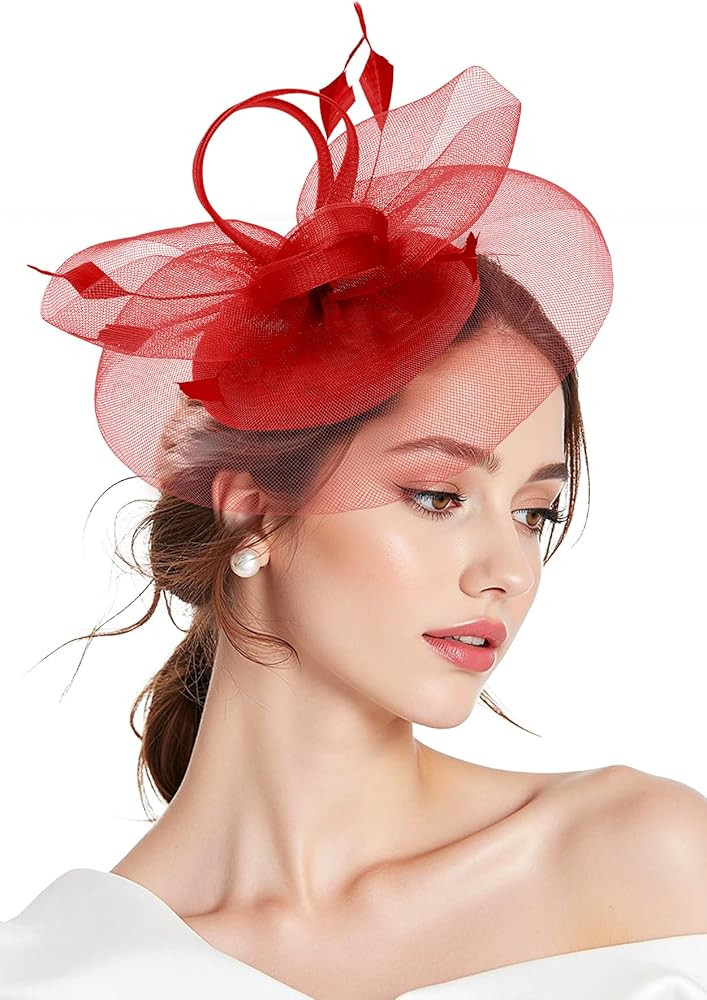 Zando 2025 Fascinators Hats for Women Ken-Tucky Derby Flower Tea Hat Mesh Feathers Headband Hair ... | Amazon (US)