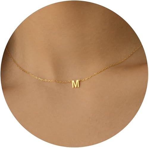 Initial Necklaces for Women, 14k Gold Plated Dainty Gold Letter Necklace Tiny Initial Pendant Nec... | Amazon (US)